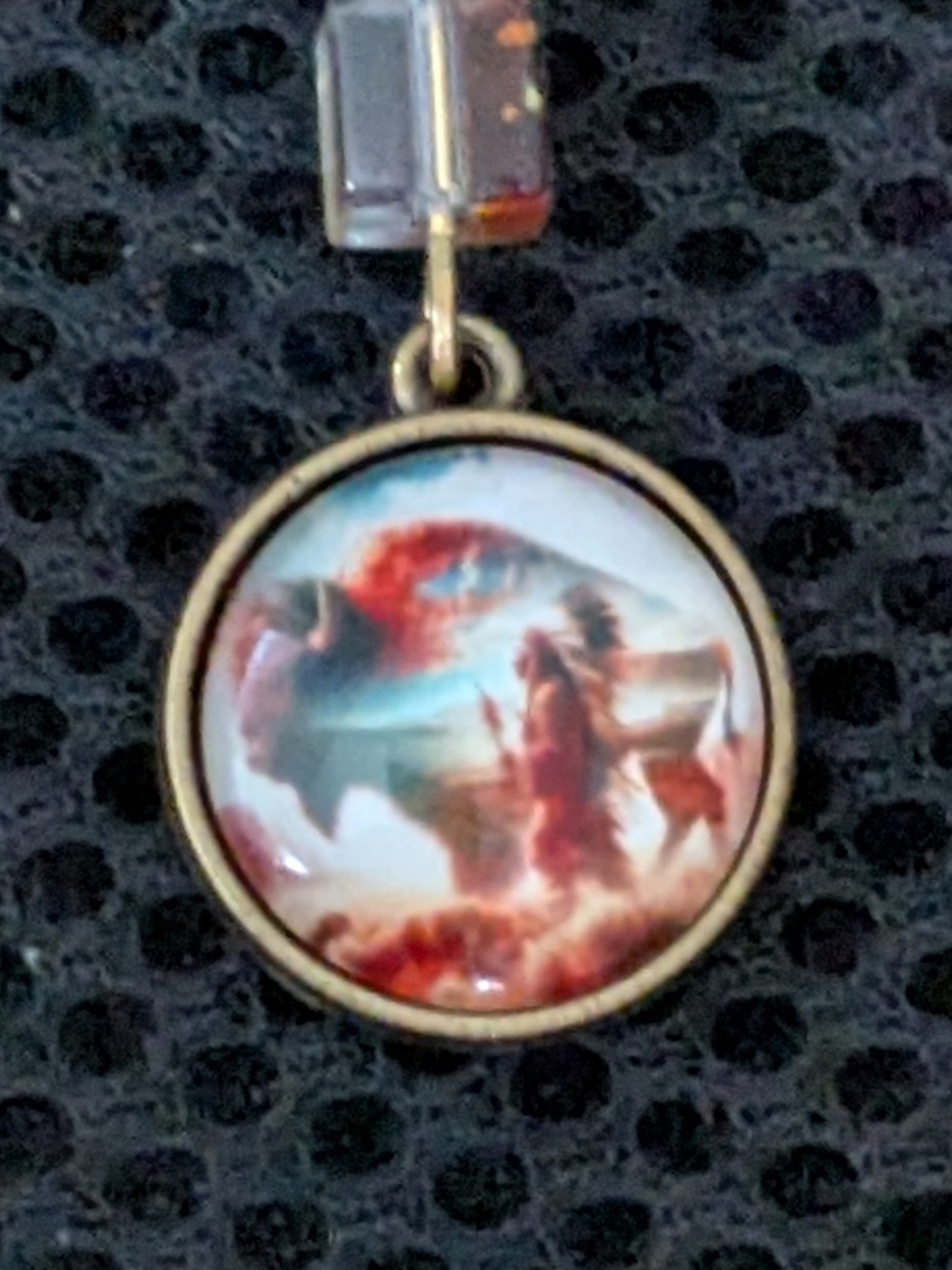 Indigenous Red Buffalo Bone Hairpipe Turquoise Drop Earrings Bison Chief Pendant - Picture 6 of 9